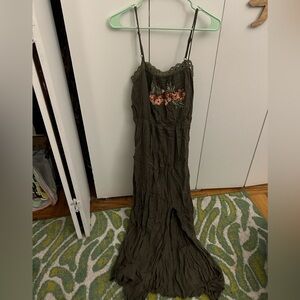 Strapless Army green maxi dress. Size L.
